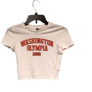 Divided white cropped graphic tee size XS